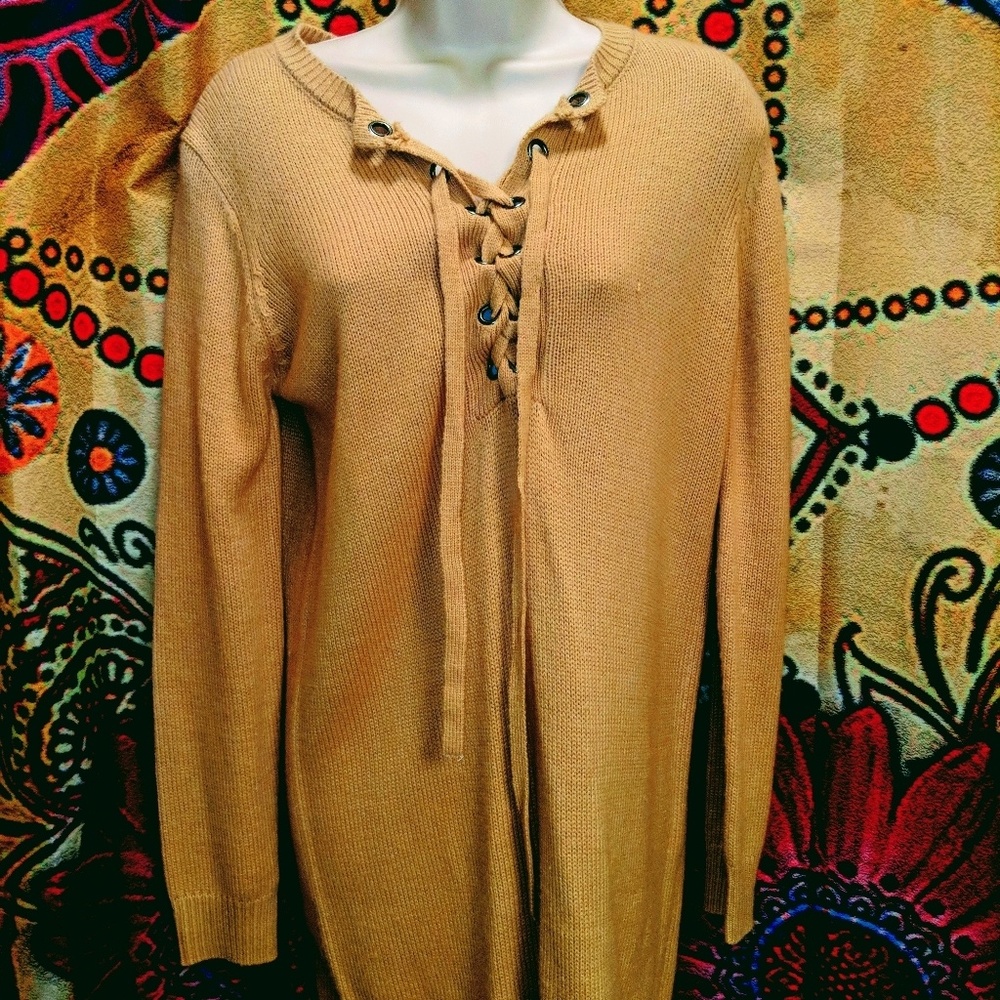 Forever 21 brand juniors small beige tie up dress